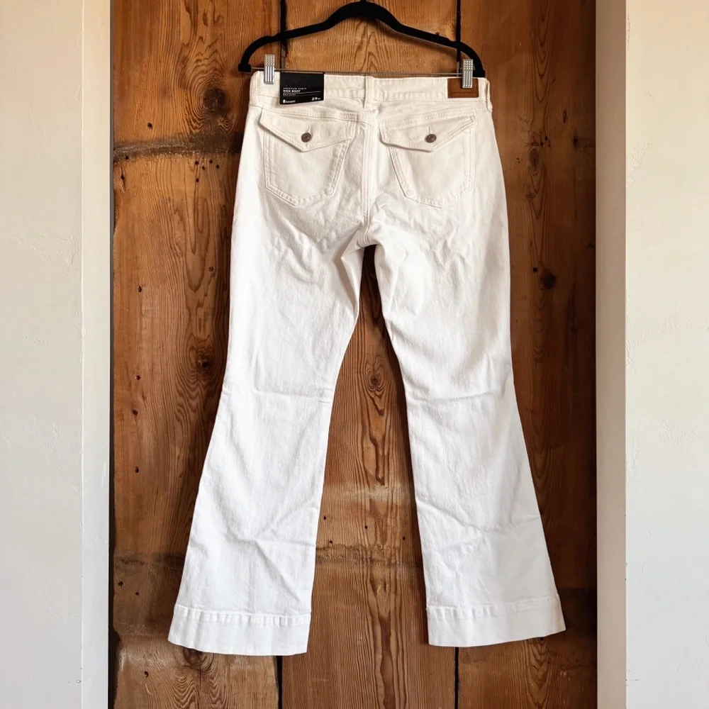 Sz 8 (Short) American Eagle Super Low-Rise Kick Bootcut Jean In White NWT - Picture 2 of 8